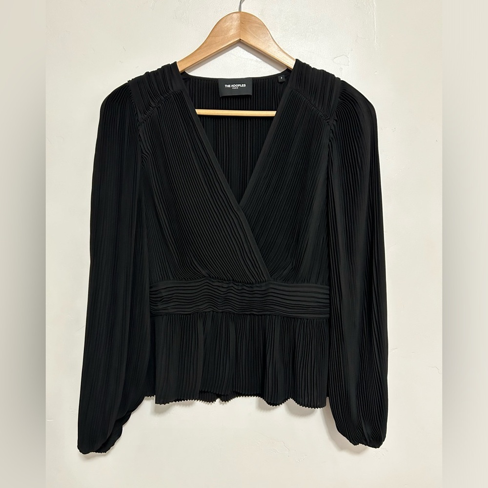 The Kooples black blouse size 2 accordion material - Picture 4 of 8